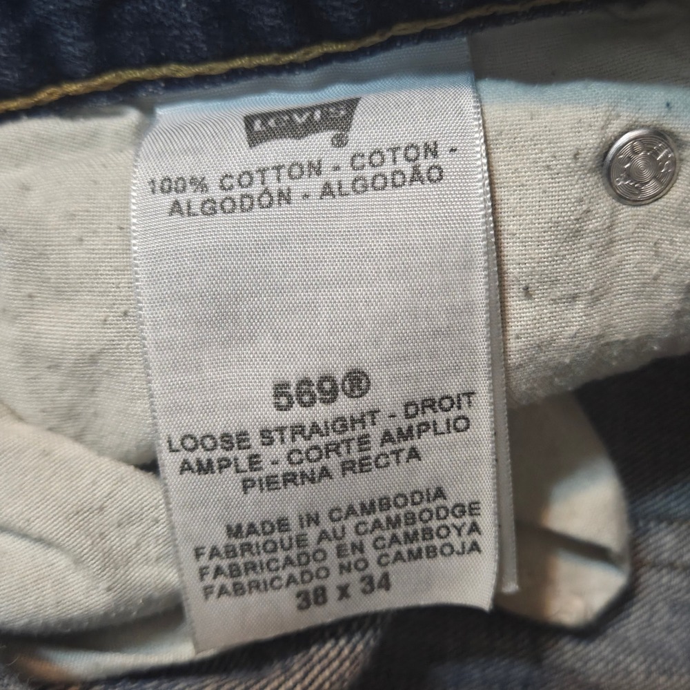 Levi's 569 Loose Straight Jeans Mens 38x32 Blue Denim Medium Wash 5-Pocket - Picture 12 of 12